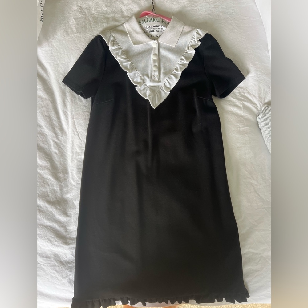 RED Valentino Black Sheath Dress with Bib Collar